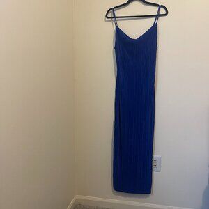 Boohoo Blue Pleated Midi Slip Dress - Size 12